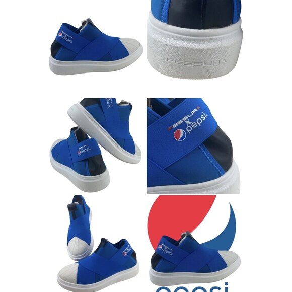 Fessura Edge x Pepsi Slip On Elastic Shoes Blue White Unisex Athleisure 8.5 RARE - Picture 1 of 16